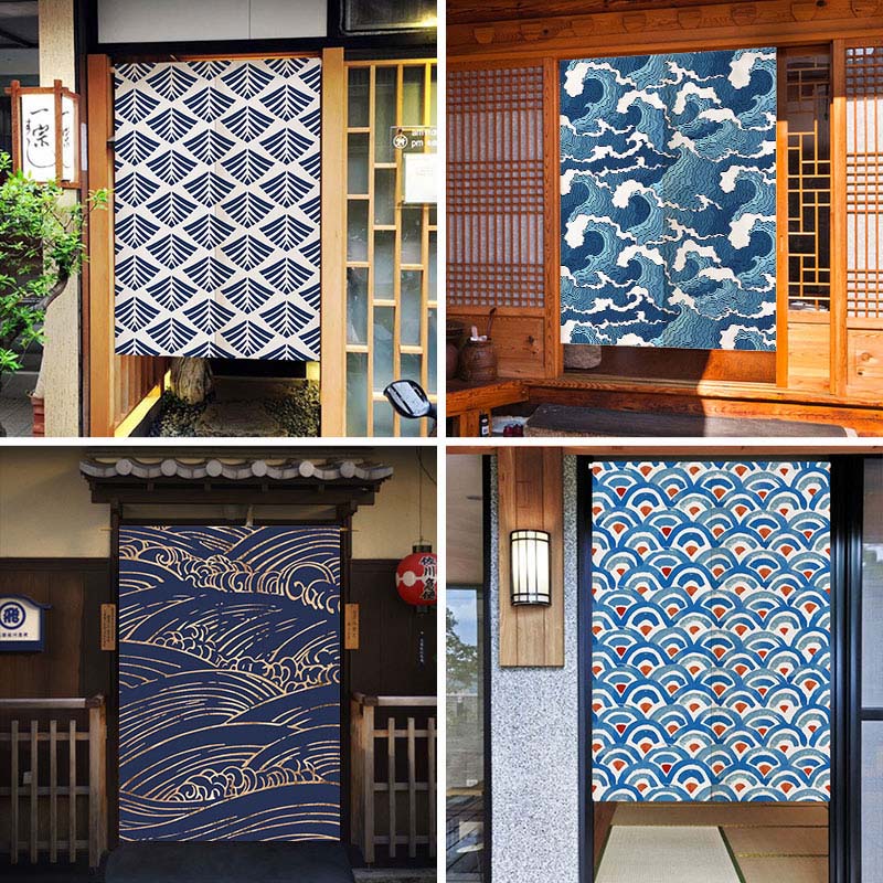 Commercial Kitchen Canopy - Wellen Textur japanische Noren Tür Vorhänge
