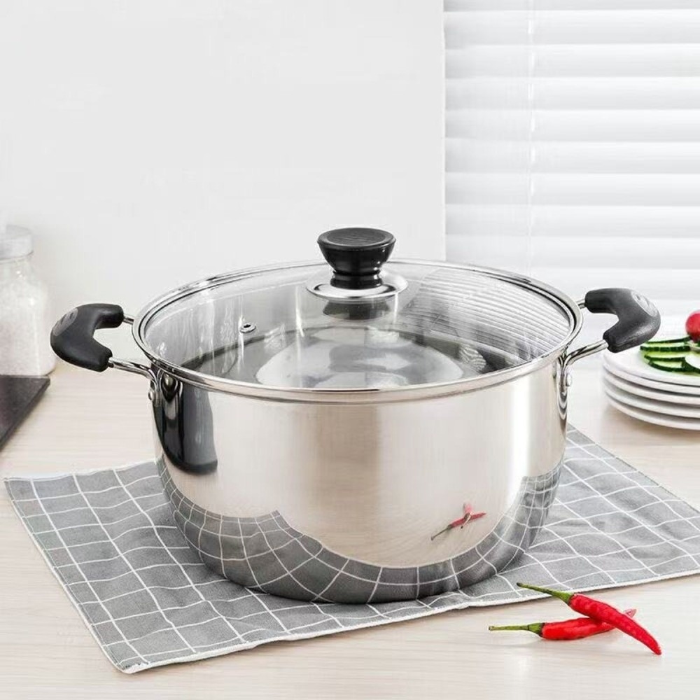 Soup Kettle Warmer - Edelstahl-Suppentopf, Tiefer Topf mit Doppelgriff, Antihaftbeschichteter