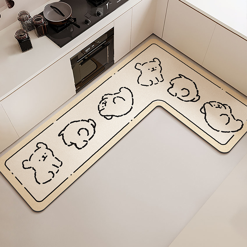 Commercial Kitchen Vinyl - L-förmige Küchenbodenmatte, wasserdicht, rutschfest, Vinyl-Teppich, PVC,