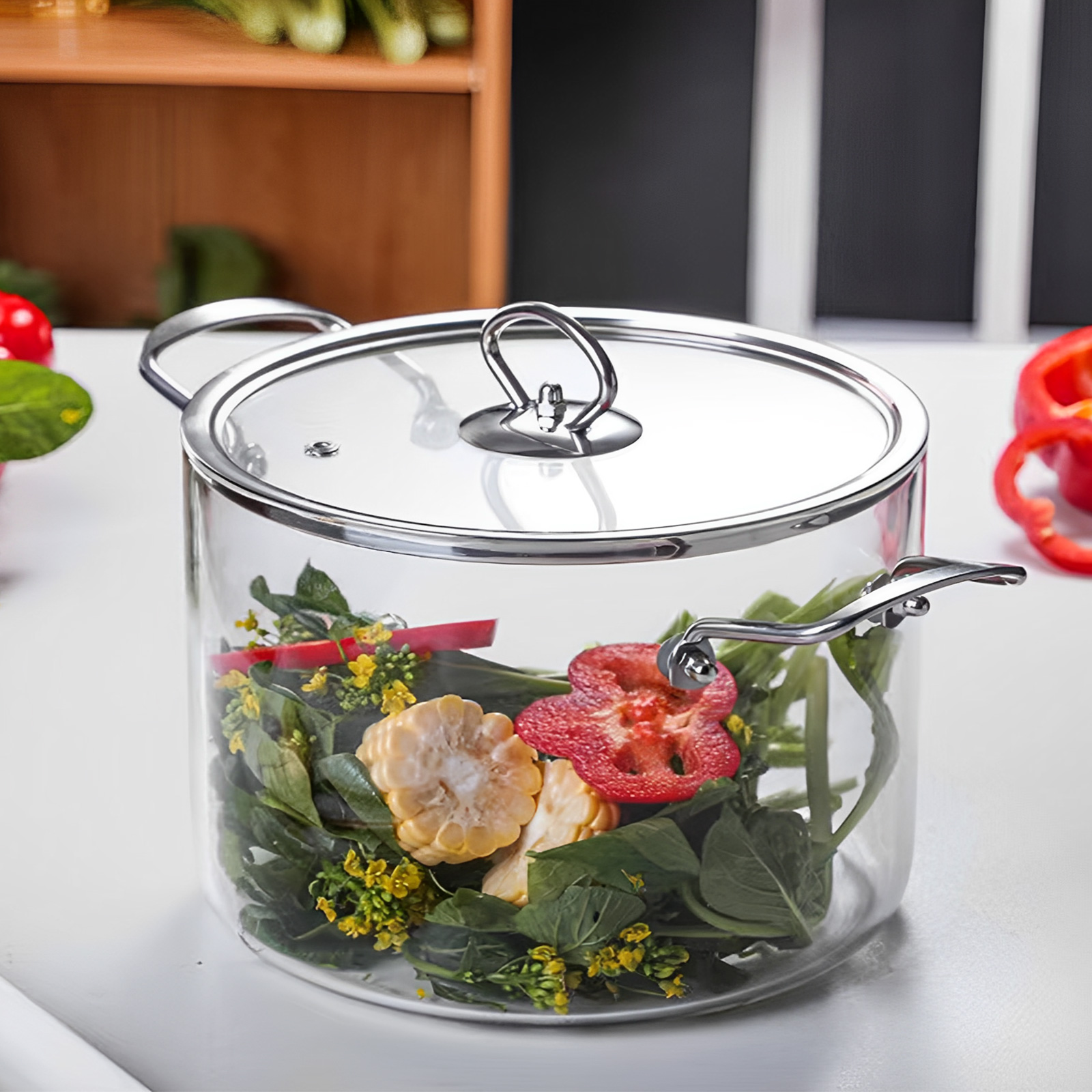 Soup Kettle Warmer - 2,5L/3,5L Glas-Kochtopf mit Deckel Staubdichter Schmortopf