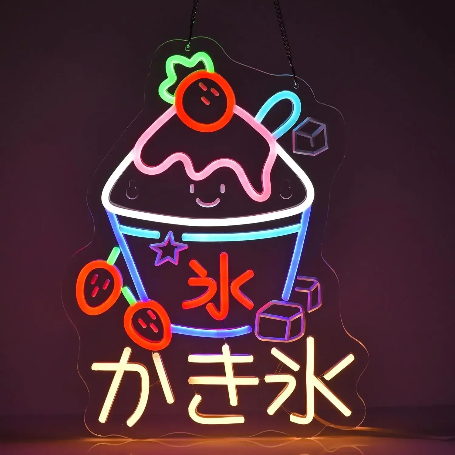 Commercial Kitchen Zones - Dimmbares USB-Neon-Schild „Shaved Ice“ – Sommer-Dessert-Deko