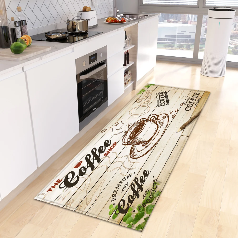 Commercial Kitchen Zones - Kaffee-Thema, Küchenläufer-Teppich, rutschfeste, langlebige Matte für