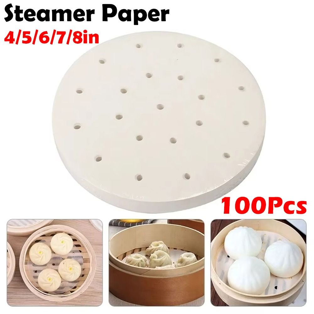 Commercial Kitchen Supplies - 100 Stück gedämpftes Papier, gedämpfte Brötchen,