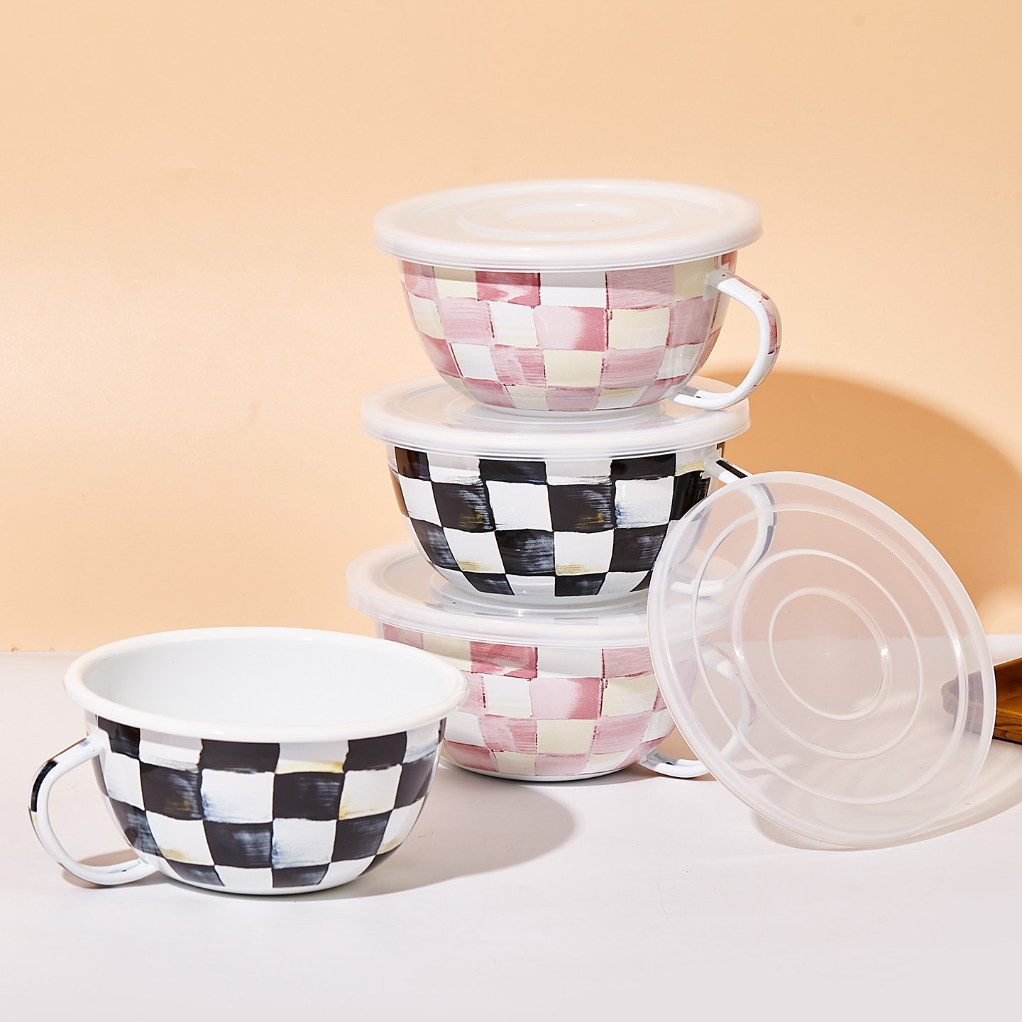 Schachbrettmuster-Emaille-Haus – Soup Kettle Warmer Bewertung und Preis
