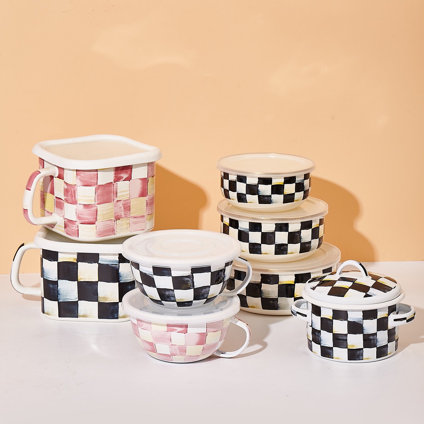 Schachbrettmuster-Emaille-Haus – Soup Kettle Warmer Bewertung und Preis