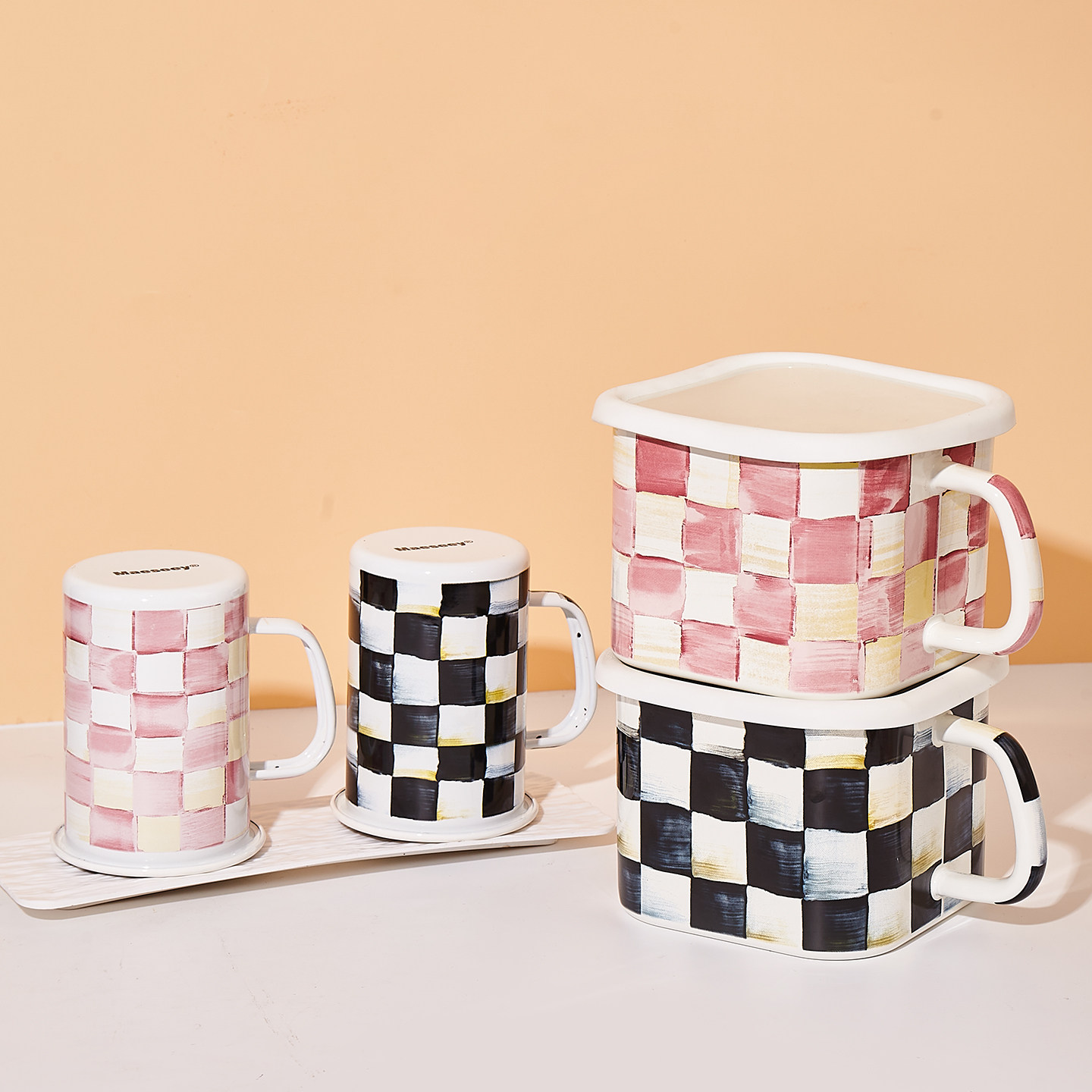 Schachbrettmuster-Emaille-Haus – Soup Kettle Warmer Bewertung und Preis